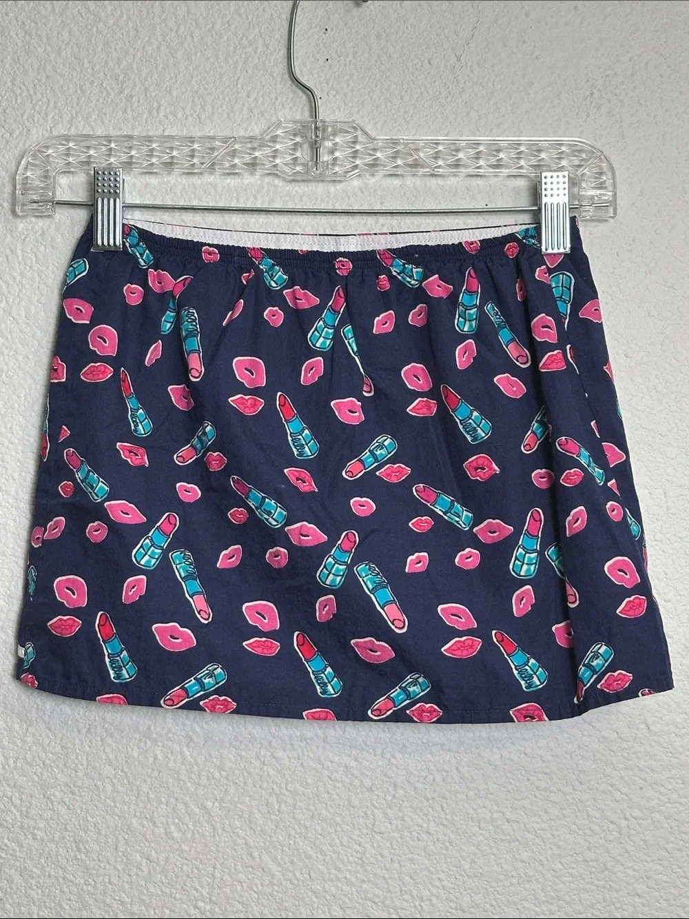 Lilly Pulitzer Gimme Kiss‎ Skirt Navy Pink Pull On Skort Youth Girls Large 10/12
